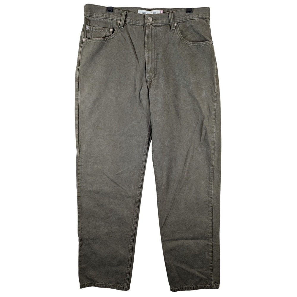 Vintage Levi's 550 Relaxed Fit Jeans Olive Green Denim Mens 36x34 Fits 35x33 Y2K